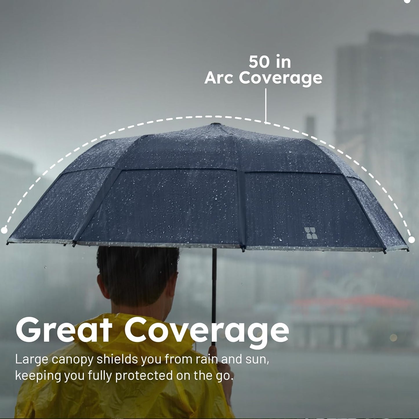 Weatherman - Premium Collapsible Small Travel Umbrella - Windproof, Resists Up to 55 MPH Winds - Compact, Portable, Easy Auto Open with Strong Fiberglass Frame - Folding Umbrella for Rain and Wind (Steel Blue)