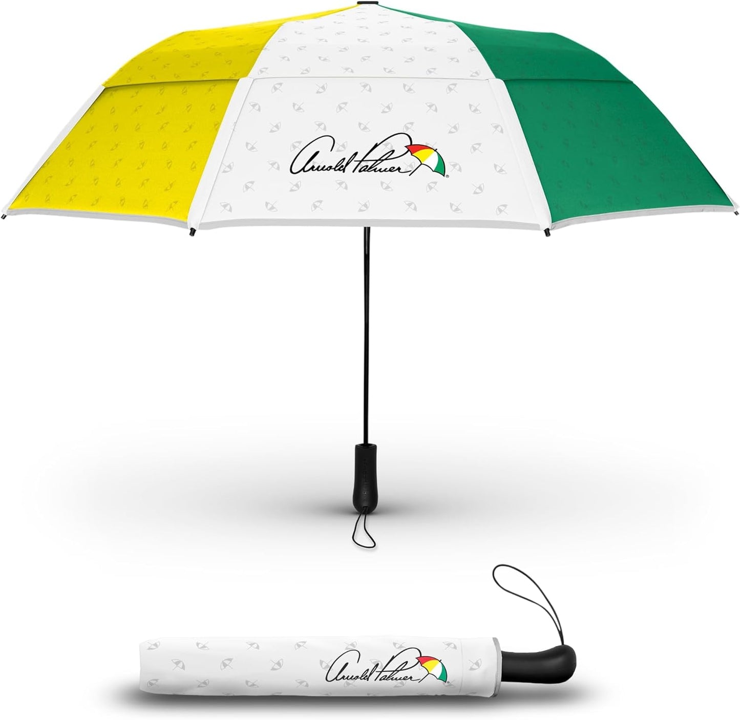 Weatherman Arnold Palmer Compact Collapsible Umbrella for Car and Backpack - Windproof, Resists Up to 55 MPH Winds - Protection From Wind, Rain & Sun (Classic)