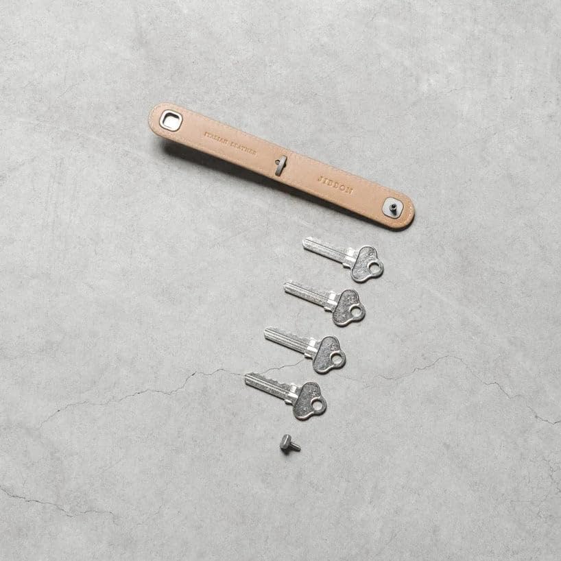Jibbon Italian Premium Leather Key Organizer - Stylish Key Holder with Marine Grade 316 Stainless Steel, Compact EDC Keychain