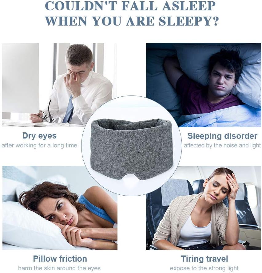 FRESHME Cotton Sleep Eye Mask for Women Men - 100% Blocking Light Trav ...