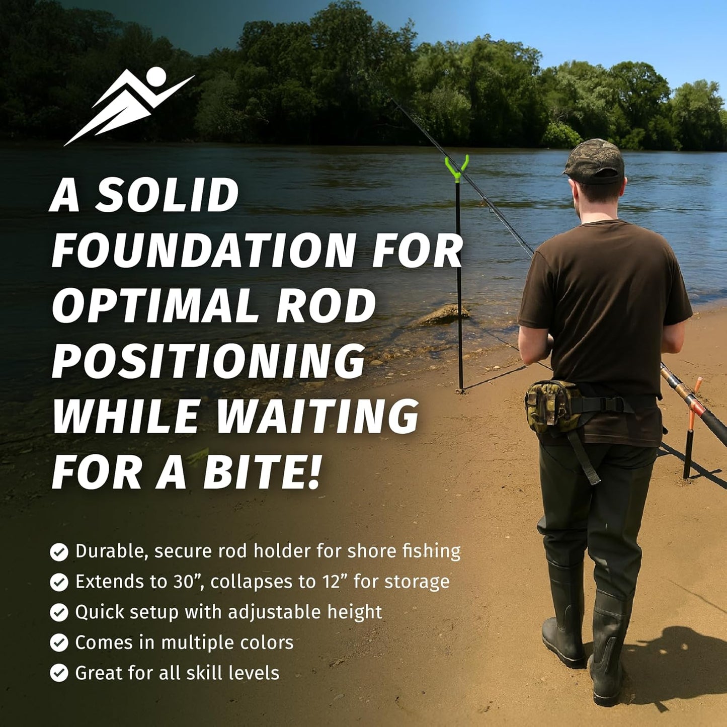 Fishin’ Stix Trident Telescoping Fishing Rod Holders – Extendable 12"–30", 50 lb+ Capacity, Sand Stake Pole Stand for Surf Fishing, Bank Angling, Catfish Rods, Lure & Bait Setup