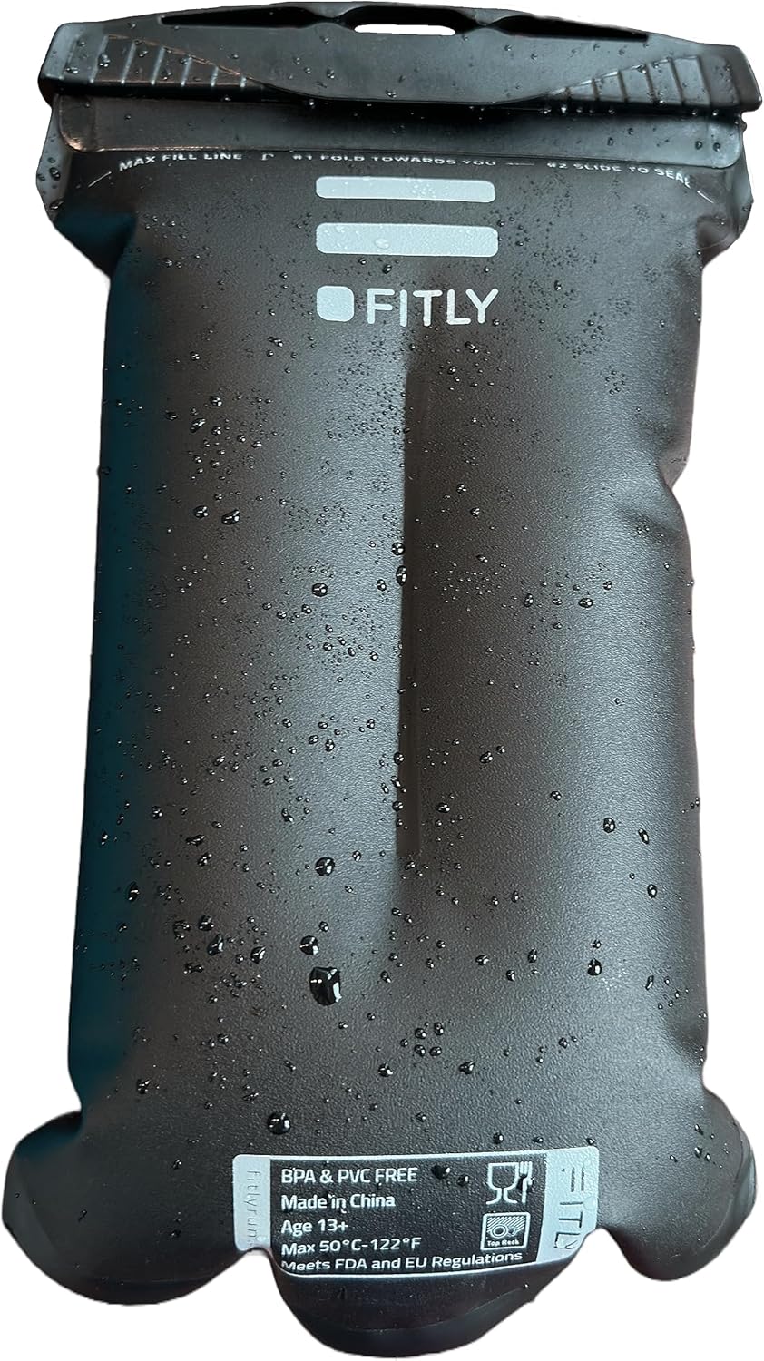 FITLY Soft Flask - Shrink As You Drink Soft Water Bottle for Hydration Pack - Folding Water Bottle Ideal for Running, Hiking, Cycling, Climbing & Rigorous Activity