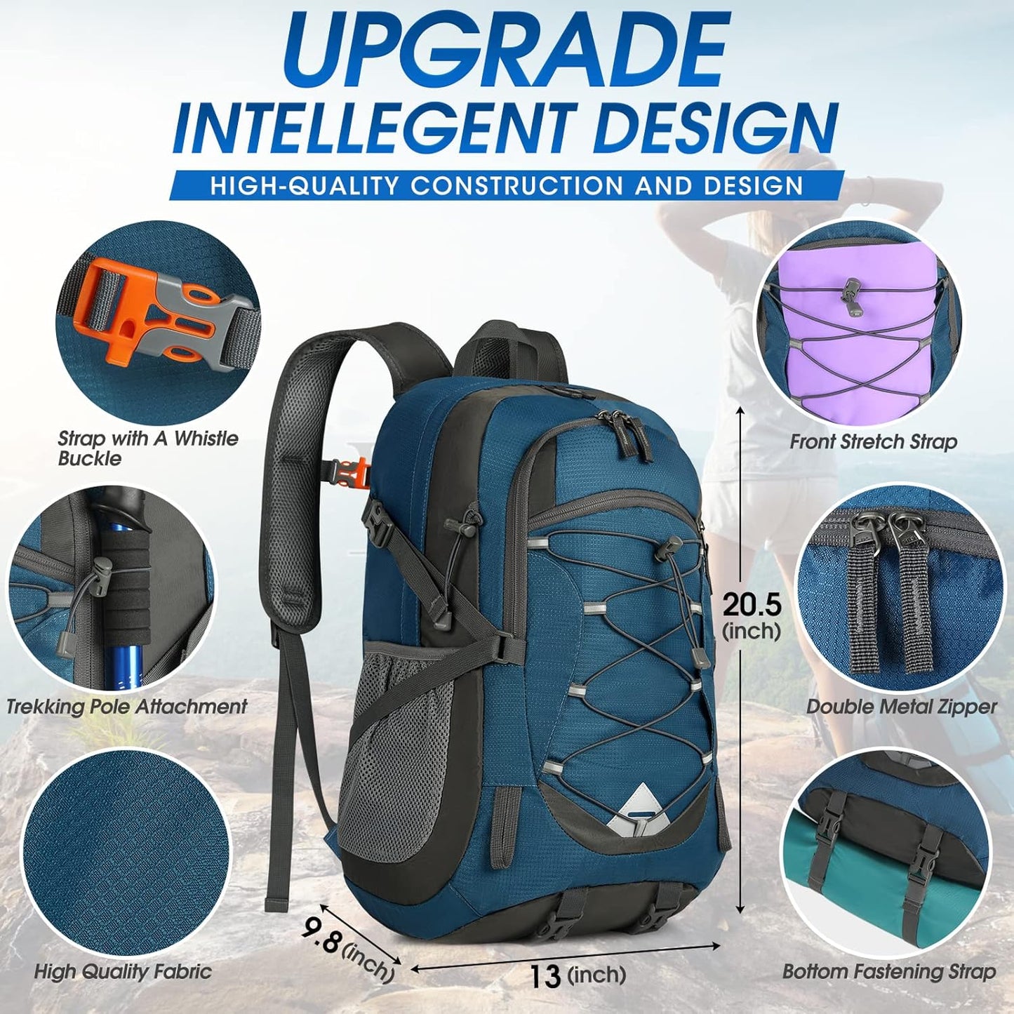 IGOLUMON Hiking Backpack 40L Packable Lightweight Camping Backpack Men Women Waterproof Hiking Daypack Outdoor Travel Daypack