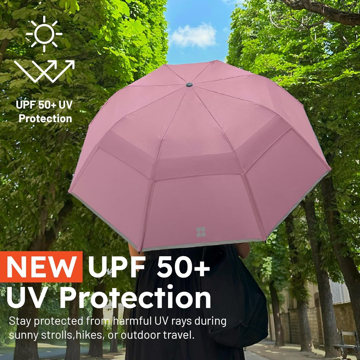 Weatherman - Premium Collapsible Small Travel Umbrella - Windproof, Resists Up to 55 MPH Winds - Compact, Portable, Easy Auto Open with Strong Fiberglass Frame - Folding Umbrella for Rain and Wind (Steel Blue)