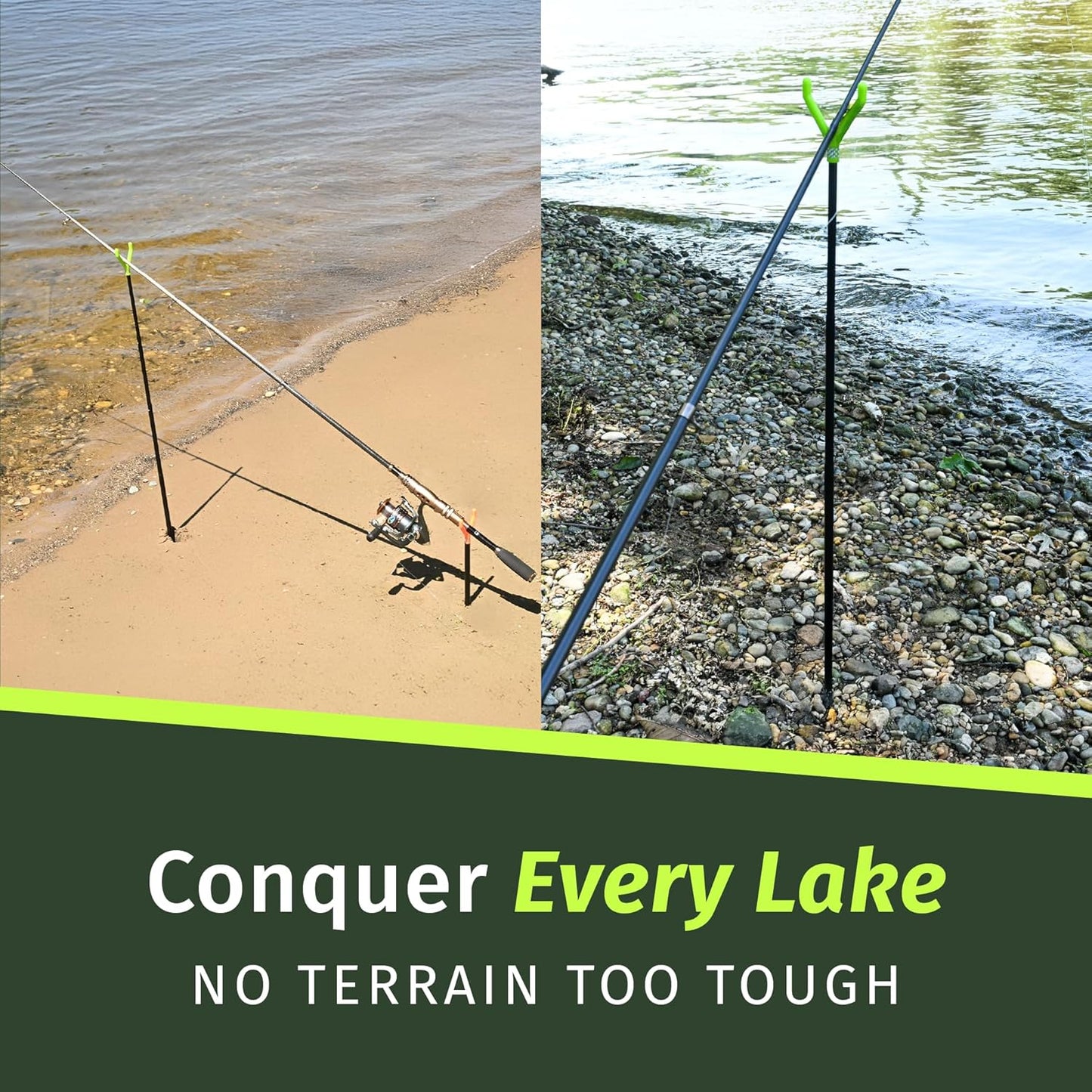 Fishin’ Stix Trident Telescoping Fishing Rod Holders – Extendable 12"–30", 50 lb+ Capacity, Sand Stake Pole Stand for Surf Fishing, Bank Angling, Catfish Rods, Lure & Bait Setup