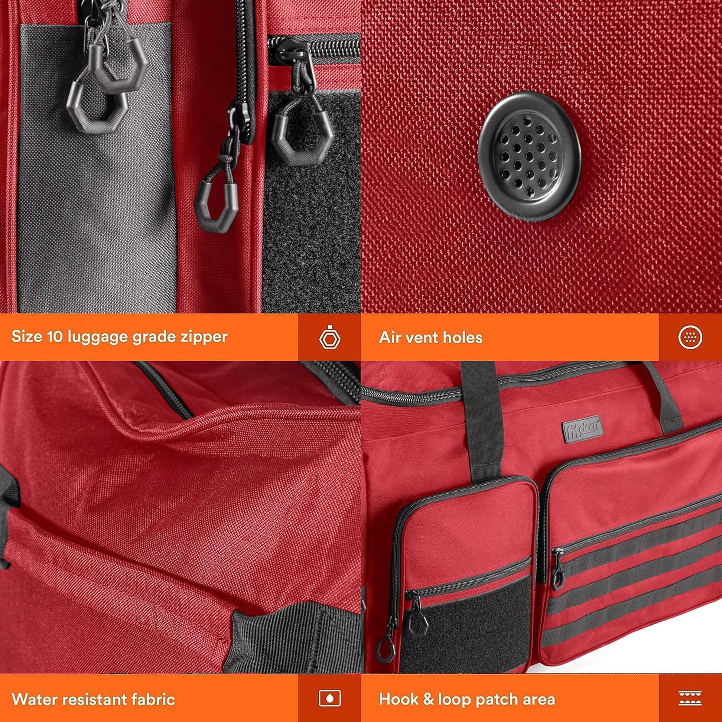 Fitdom 130L 36" Heavy Duty Extra Large Sports Gym Equipment Travel Duffle Bag W/Adjustable Shoulder Strap & 7 Compartments. Perfect for Soccer Baseball Basketball Hockey Football, Team Coaches & More