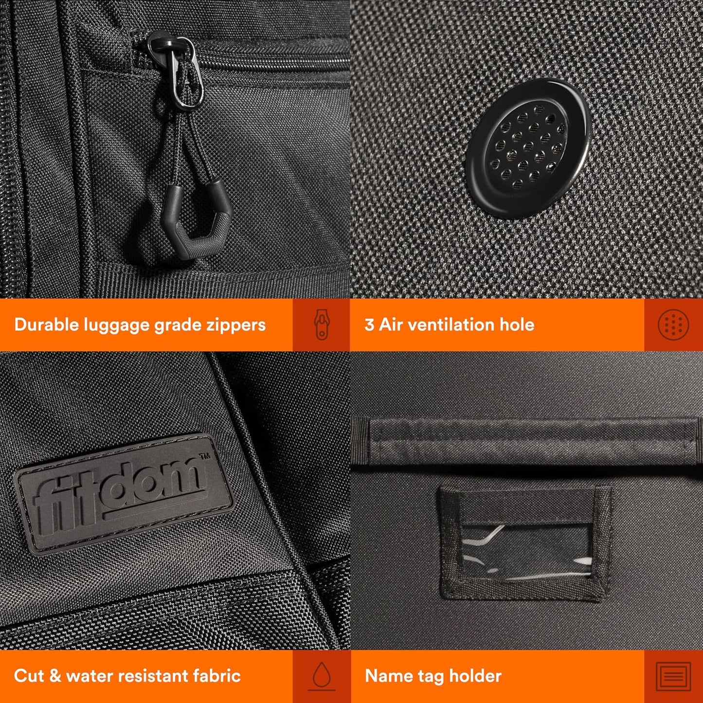 Fitdom 140L 38" Heavy Duty Extra Large Sports Equipment Duffle Bag with Upgrade Zipper, Durable & Water Resistant. Perfect for Travel Storage Football Hockey Baseball Basketball Team Coaches & More